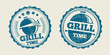 BBQ grill barbecue vintage steak menu seal stamp. Vector illustration