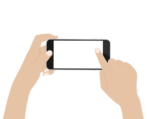 Poster - vector desgin hand using phone on white background