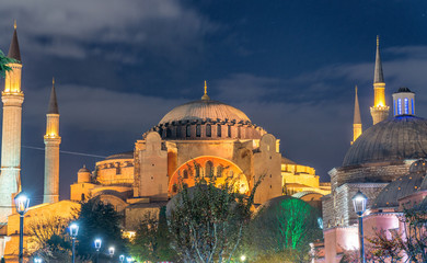 Poster - Magnificence of Hagia Sophia Museum at night, Istanbul, Turkey