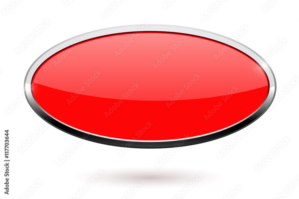 Oval red button with chrome frame Stock Vector | Adobe Stock