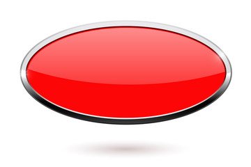 Wall Mural - oval red button with chrome frame
