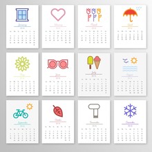 2016 Monthly Calendar With Icons