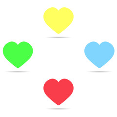 Poster - Set of colored icons yellow hearts, blue, red and green