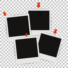Wall Mural - Four photo frames on the wall with shadow attached