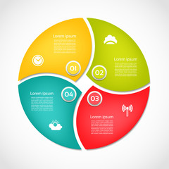 Wall Mural - Vector circle infographic. Template for cycle diagram, graph, presentation and round chart. Business concept with 4  options, parts, steps or processes. Abstract background