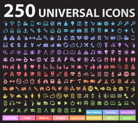 Wall Mural - 250 Universal Icons. 