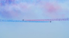 Slow Motion View Of Airplanes At An Air Show