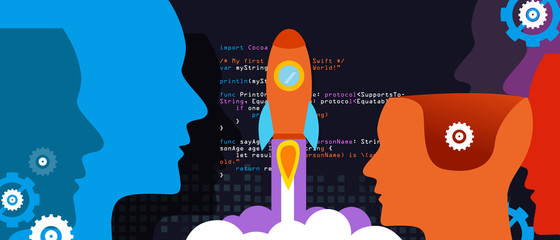 Wall Mural - tech start-up technology programming launch rocket