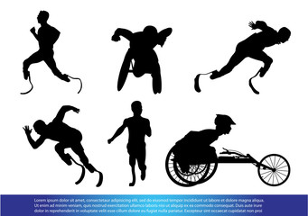 set of Disabled Sports silhouette vector