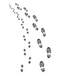 Footprints of man and dog, turn left, vector