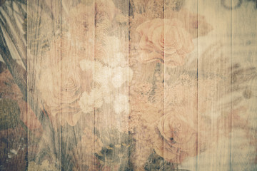 bouquet of flower effect wooden textured with filter retro vinta