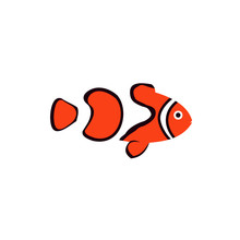 Clown Fish Icon In Flat Style On A White Background
