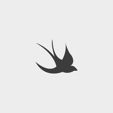 Swallow Icon In A Flat Design In Black Color. Vector Illustration Eps10