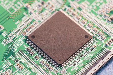 Sticker - silicon chip on a circuit board microprocessor