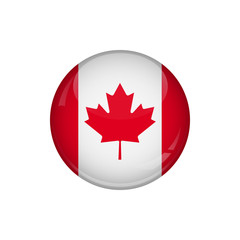 Sticker - Flag of Canada. A round button with a glare. Round Flag emblem.