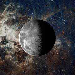 Wall Mural - moon on nebula background. elements of this image furnished by nasa