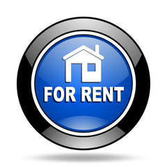 Sticker - for rent blue glossy icon