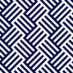 Wall Mural - Dark blue and white woven stripes seamless pattern, vector