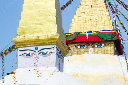 Fotografie, Obraz The famous Buddhist stupa at Boudanath, in Nepal.