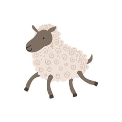 Sticker - Grey Sheep With White Wool Walking