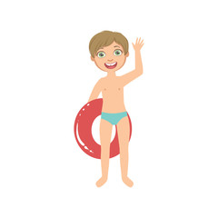 Sticker - Boy With Round Float Waving