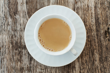 milk tea on a wooden table