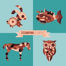 Hand Drawn Steampunk Animals