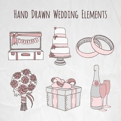 Sticker - Hand drawn cute essential accessories for wedding