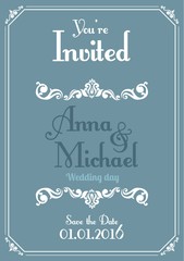 Sticker - Vintage wedding invitation with ornaments 