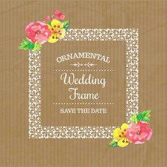 Sticker - Decorative wedding frame with colors flowers