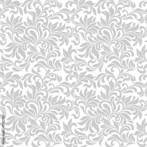 Tapeta ścienna na wymiar Seamless pattern. Tracery of gray floral abstract element on a white background. Vintage style. The pattern can be used for printing on textiles, wallpaper, packaging