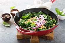 Sauteed Kale With Chickpeas And Red Onion