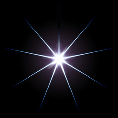 Wall Mural - eight bright blue star, shining in a dark space.