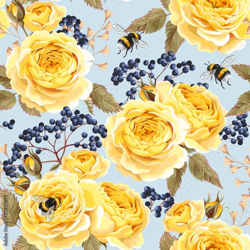 Cotton fabric Nahtlose Vintage Blumen