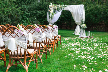 Wall Mural - Beautiful setting for outdoors wedding ceremony