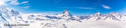 Fotomural Matterhorn and snow mountains panorama view at Gornergrat, Switzerland