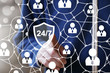 © maxsim - Business button 24 hours service shield security virus network sign
