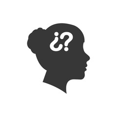 Poster - question mark woman head ask why icon. Isolated and flat illustration. Vector graphic