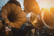 © Myst - retro gramophones in antique bazaar