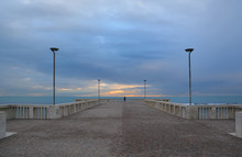 Ostia (Italy) - The Sea Of Rome. Here: The Pier In The Dusk 