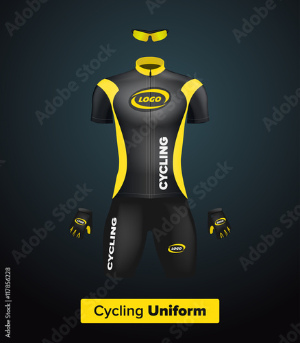 Download Realistic vector cycling uniform template. Black and ...