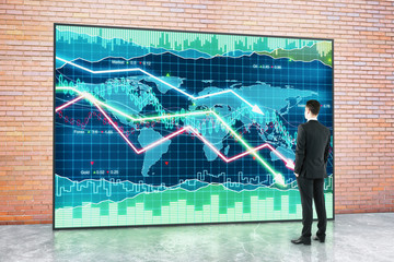 Poster - Man looking at forex chart