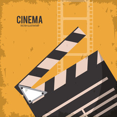 Poster - clapboard movie film going to cinema icon. Colorfull and grunge illustration. Vector graphic