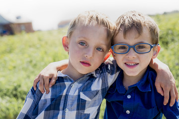 Two Children Together In field