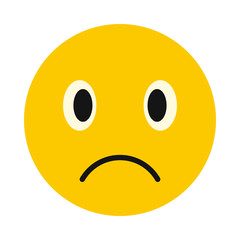 Sticker - Sad face icon in flat style isolated on white background. Facial expressions symbol