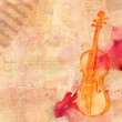 Vintage design template with watercolor violin and sheet music