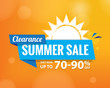 Summer Sale bule tag  heading design on orange for banner or pos