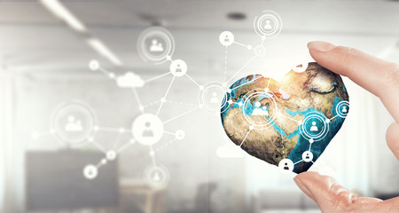 Poster - Media worldwide technology concept . Mixed media