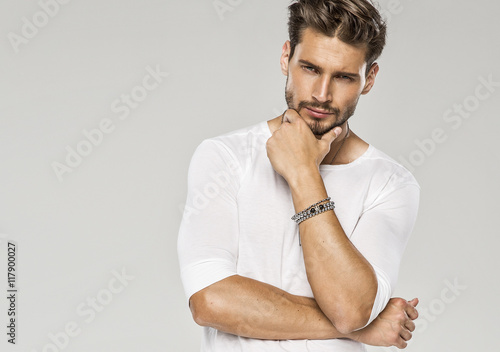 Portrait of sexy man Canvas Print