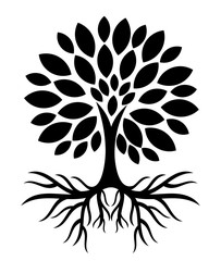 Wall Mural - tree with roots silhouette